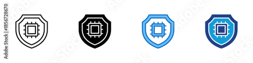 AI Security Multiple Style Icon Design Vector - Artificial intelligence protection system for secure computing, data safety, and digital defense