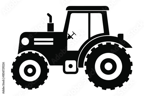 tractor silhouette line art vector illustration