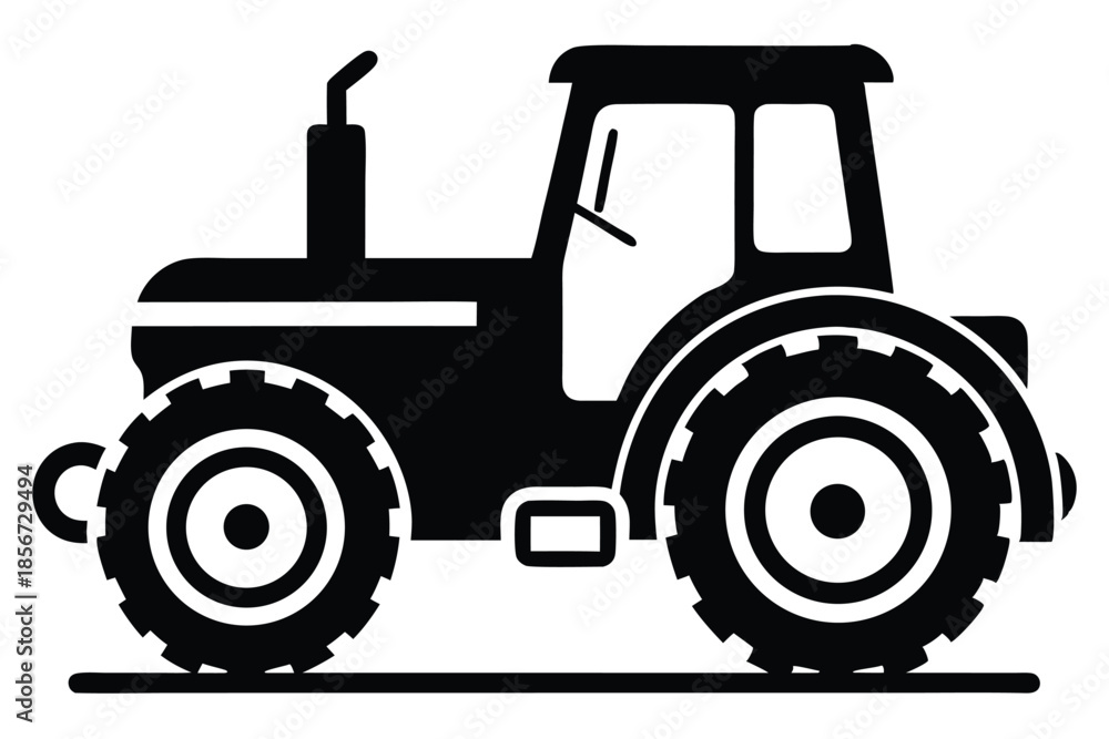 Fototapeta premium tractor silhouette line art vector illustration