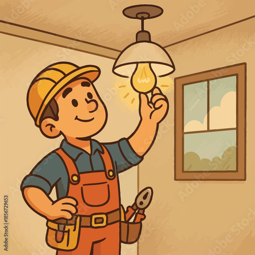 electrician fixing a lamp