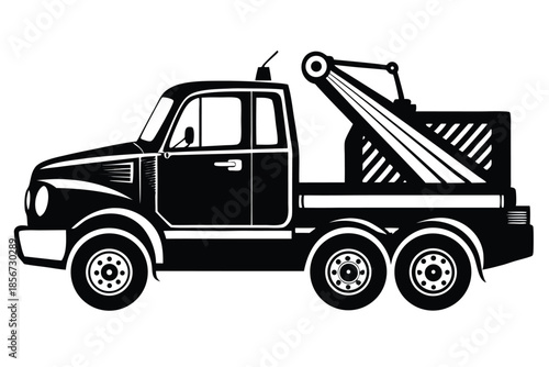 tow truck silhouette line art vector illustration
