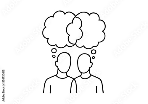Thinking & Brainstorming hand drawn simple sketch vector illustration