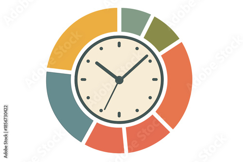 Clock with colorful segments on a gradient background