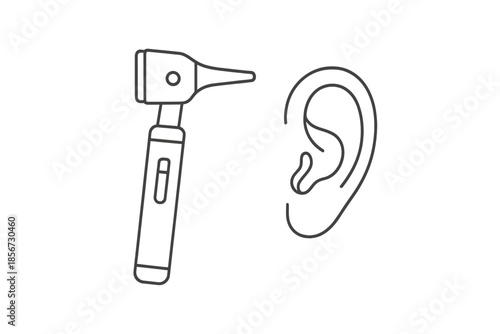 Otolaryngology symbol with otoscope and ear
