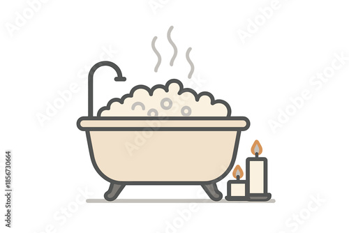 Bathtub with bubbles and candles