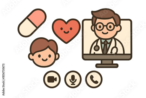 Online Doctor Consultation Icons