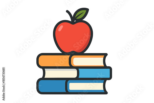 Stack of books with an apple on top