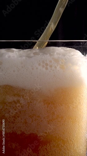 Mesmerizing Slow Motion Beer Pour at 1000 Fps Showcasing Foam and Bubbles in Luxurious Setting