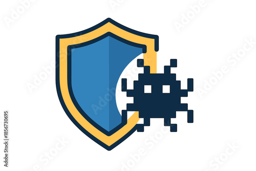 Shield protecting against pixelated virus