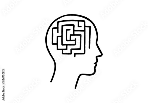 Thinking & Brainstorming hand drawn simple sketch vector illustration