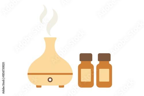 Essential oil diffuser with bottles and vapor