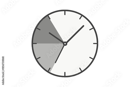 Clock face with time segments and hands on a gradient background