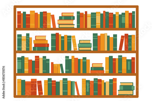 Cozy Bookshelf Filled with Colorful Books