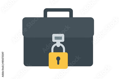 Locked Briefcase Icon with Shadow