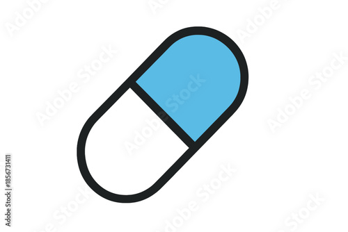 Blue and White Capsule on Gray Background