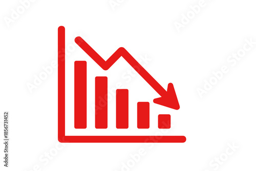 Red Neon Bar Chart with Downward Arrow