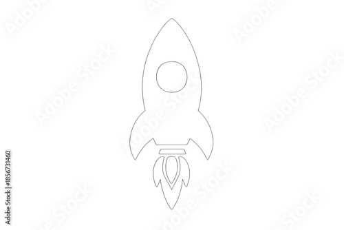 White rocket ship taking off with glowing exhaust