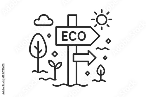 Eco-friendly direction sign with nature elements