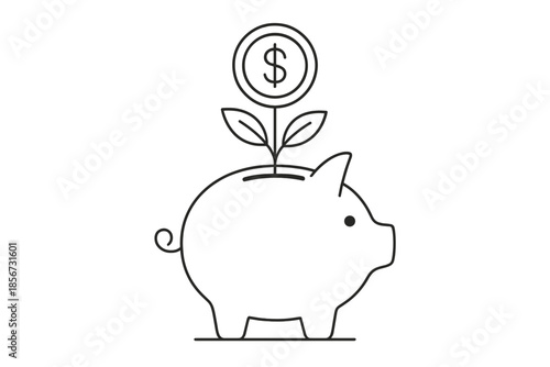 Piggy bank with growing money plant