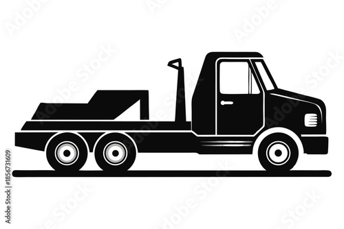 tow truck silhouette line art vector illustration