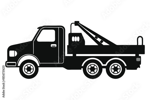 tow truck silhouette line art vector illustration
