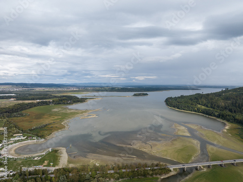 Aerial view of the Orava Dam in the town of Namestovo, Slovakia