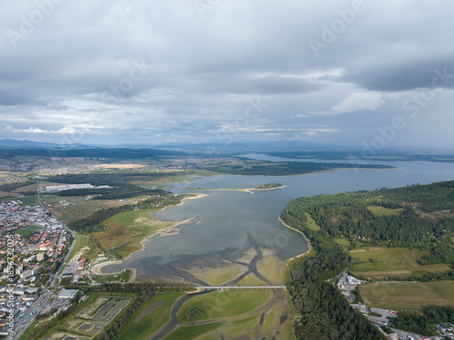 Aerial view of the Orava Dam in the town of Namestovo, Slovakia