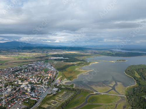Aerial view of the Orava Dam in the town of Namestovo, Slovakia