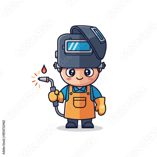 Cartoon Welder Character with Welding Torch 1.