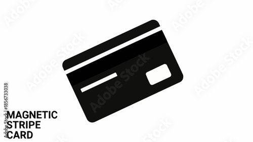 A black credit card with a magnetic stripe is displayed on a white background