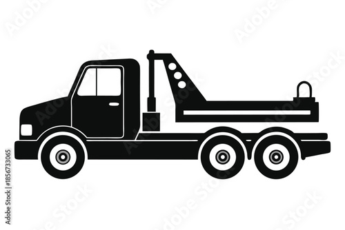 tow truck silhouette line art vector illustration