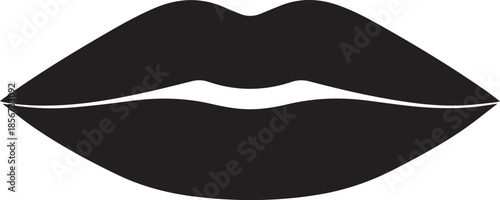 Detailed black silhouette of a human mouth vector illustration