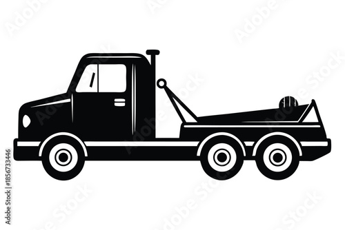 tow truck silhouette line art vector illustration