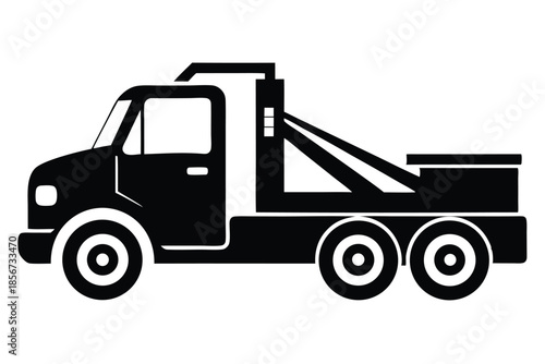 tow truck silhouette line art vector illustration