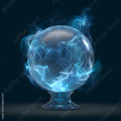Crystal ball with blue energy