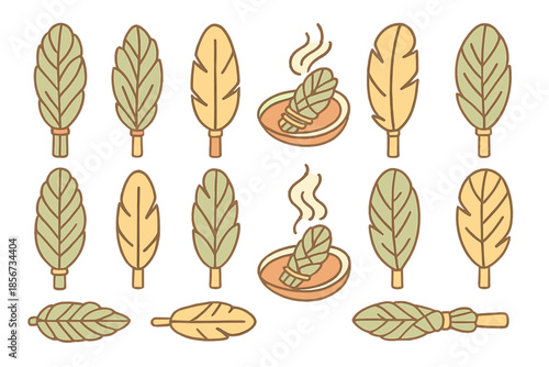 Sage smudge stick icons