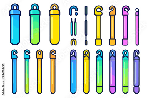 Collection of colorful glow sticks and glow sticks accessories