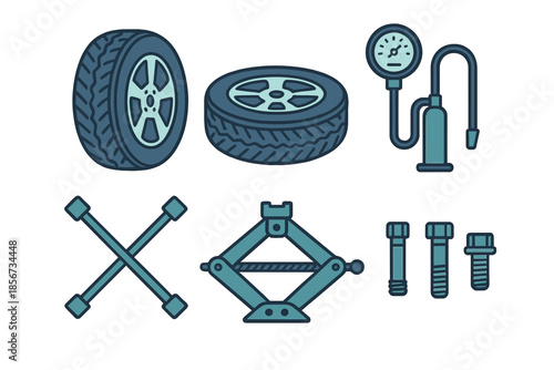 Car tire repair tools and equipment