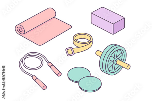 Isometric fitness equipment on a gradient background