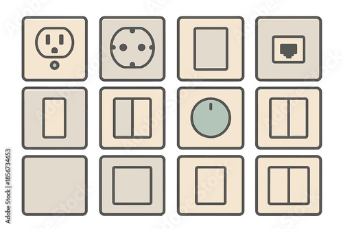 Set of electrical outlets, switches, and connectors