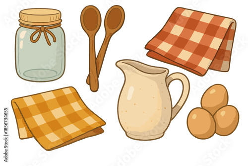 Rustic Kitchen Ingredients and Utensils