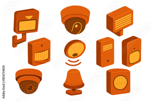 Isometric Security System Devices
