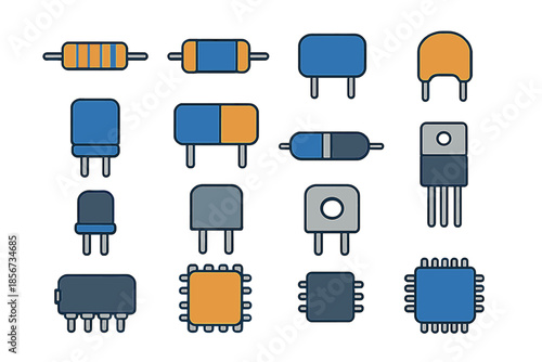 Electronic Components Icons Set