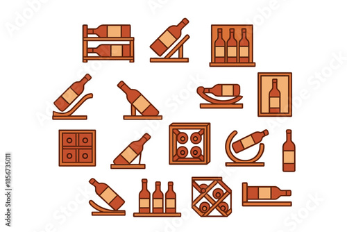 Wine Bottle Icons Set