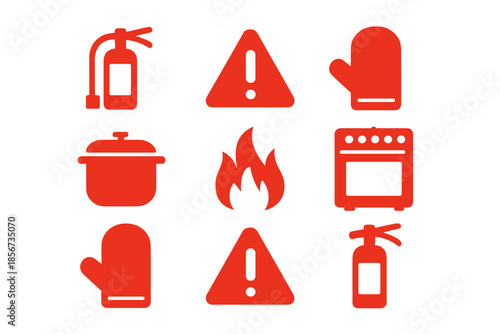 Kitchen fire safety icons