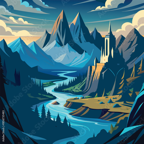 vector illustration of a mountain landscape