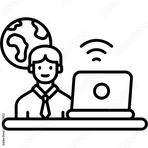 Remote Work Outline Icon