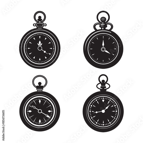 Vintage Pocket Watch Classic Timepiece Silhouette Art