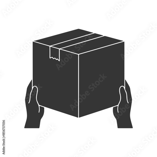 ダンボール箱を持つ手のシルエットアイコン