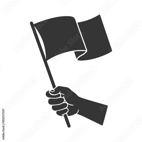 旗を振る手のシルエットアイコン